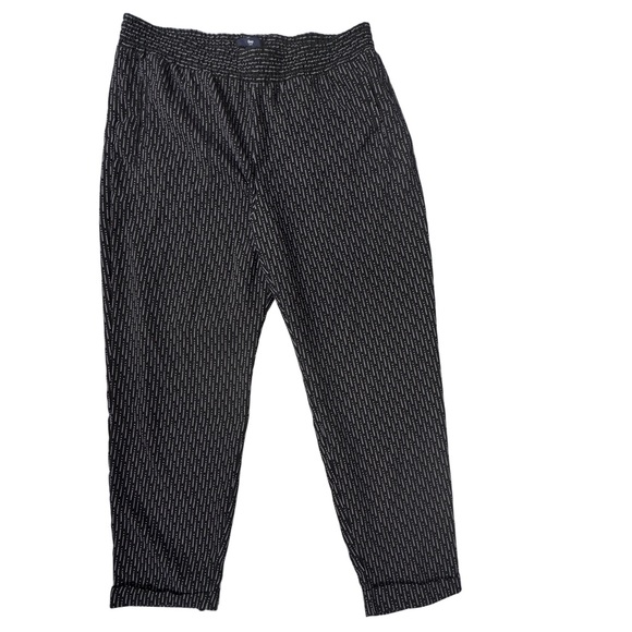 Women’s GAP Pull On Pants Black w White Polka Dots - Elastic Waist Size M Ankle - Picture 1 of 14